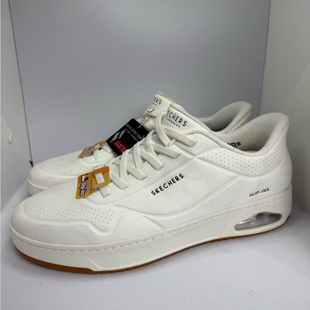 Skechers Mens Size 14 Uno Ctl Laying Low Hands Free Slip-ins White Sneaker